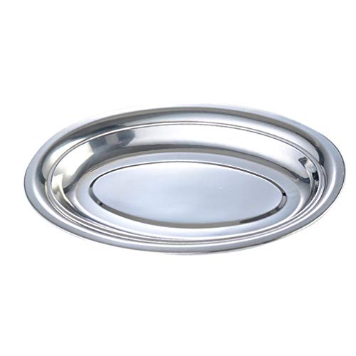Frcolor Oval Serving Plates, Stainless Steel Oval Platter Vermicelli Roll Plate Bbq Plate Food Serving Plate For Home Kitchen #TOP15