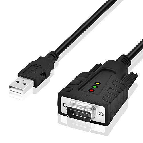 LinkStable USB to RS232 Serial DB9 Adapter with LED Indicator Compatible for Windows 10 / Mac OS 10.15 (3ft/1m)