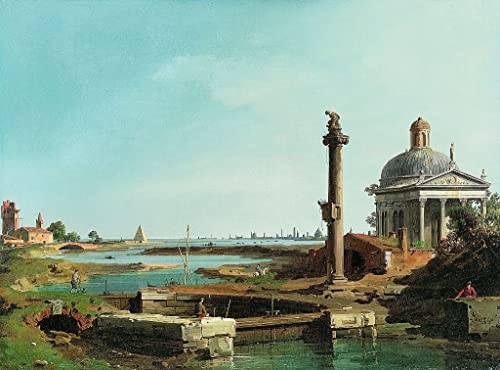 Peinture murale Venise Antonio Canal église et lagon voyage immobile en toile 60x90