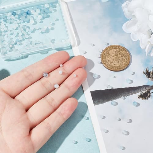 OLYCRAFT About 150 Pcs Natural Aquamarine Beads Strands 2mm 3mm 4mm Gemstone Loose Beads Natural Gemstone Beads 0.5mm Hole Faceted Energy Crystals Beads Faceted Stone Beads for Jewelry Making Supplies - Image 3