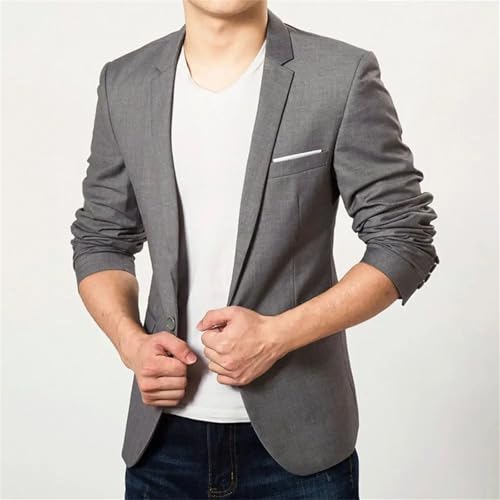 Men's Blazer Solid Color Notched Lapel Single Button Casual Lightweight Slim Blazer3