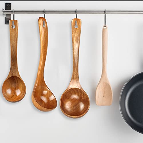 3 Pack Wooden Ladles for Serving Spoon Soup Ladle Wood Spoons for Cooking Ladel Large Spoon Kitchen Tools Ladles Big Spaghetti Spoon Laddle Non Toxic Soup Spoons Teak deep Ladle by Renawe - Image 8