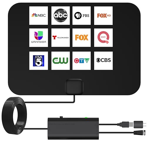 Antenne HDTV d'intérieur Five Star amplifiée ultra fine 4K 1080p pour chaînes TV numériques