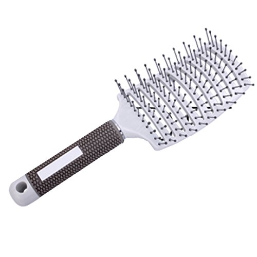 IebeautySoft Complex Vent Curved Hair Brush & Comb Kit For Hair Fast Dry Vented For Faster Drying. This Mixed Bristle Brush, Repairs Damaged Hair By Moving Hair Oils To the Ends of the Hair (white)