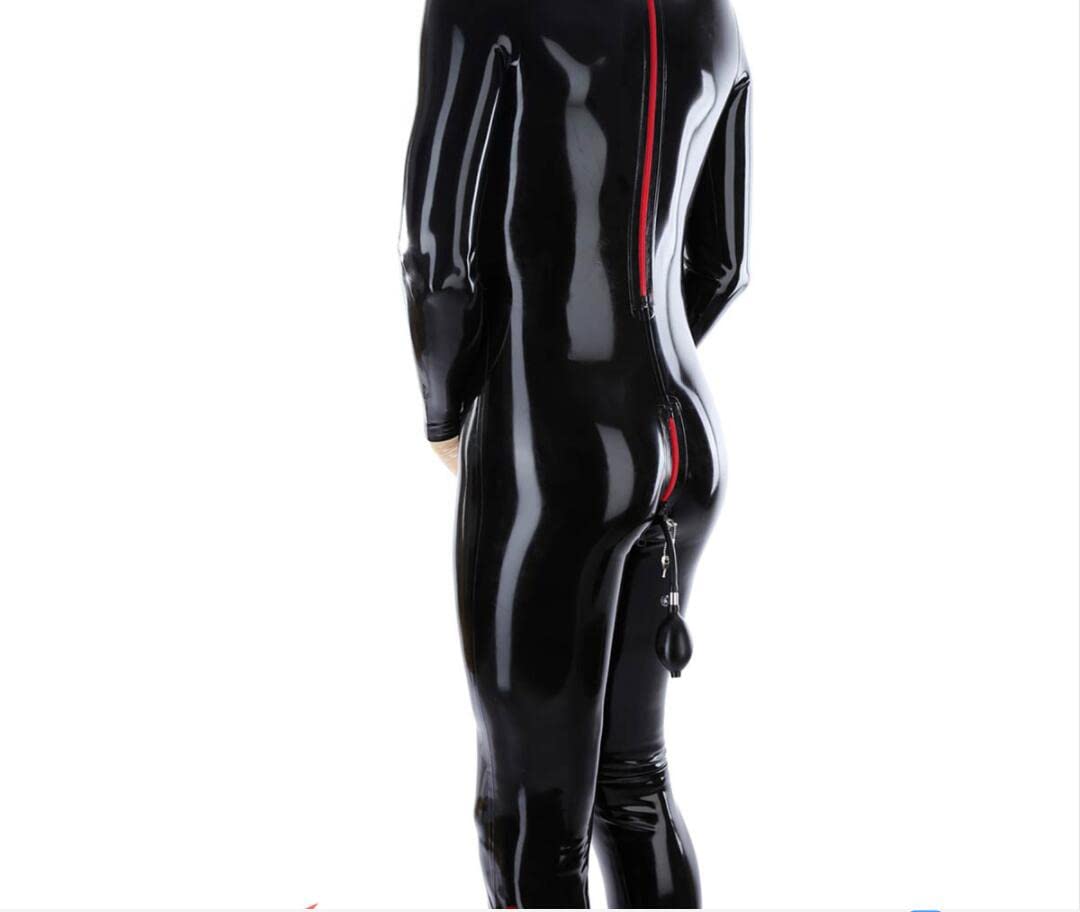 セクシーなメンズ ブラック ラテックス ラバー キャットスーツ