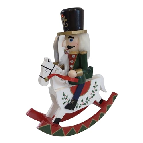 SYAOYI Christmas Nutcrackers Figures, Nutcracker Christmas Decor, Traditional Painted Wooden Nutcracker Rocking Horse Soldiers Ornaments, 8.5 * 2.5 * 10 in, Green