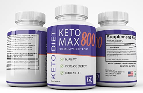 Keto Max 800 - Premium Weight Loss - Burn Fat - Increase Energy - Gluten Free - 30 Day Supply #TOP3