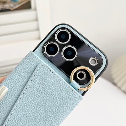 Étui portefeuille pour iPhone 16 en cuir premium avec dragonne et finitions soignées