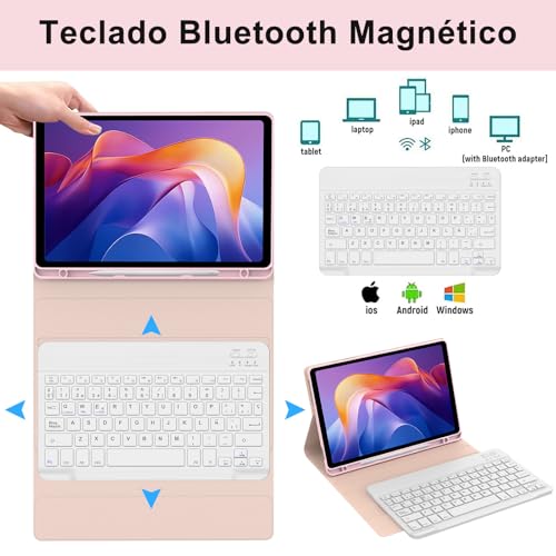 Teclado para Redmi Pad SE 11 funda protectora rosa soluciona escritura Ñ 3