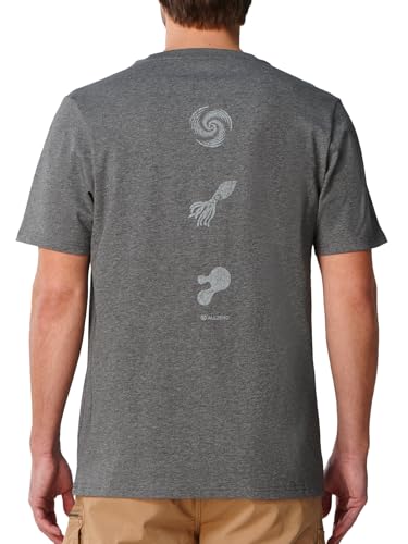 Image of ALLZERO Graphic Tees for Men - Heavyweight Cotton Relaxed-Fit Crew Neck Short Sleeve Casual T-Shirt, Smokeheather, XL
