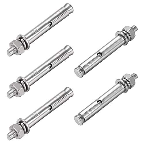 Image of 5 Pcs M6 x 60mm 304 Stainless Steel Expansion Bolt External Hex Expansion Screw Bolt Sleeve Anchor,Pool Safety Cover Expansion Bolts,for Concrete