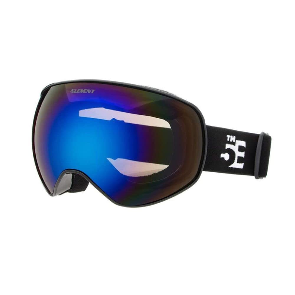 5th Element Reakt Goggle for Skiing and Snowboarding for Men and Adults-Spherical Lens and Anti-Fog Coating UV Protection (Black/Revo Blue)