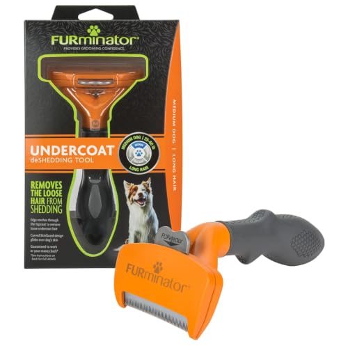 FURminator Medium Dog Undercoat deShedding Tool Long Hair Reduces Loose Hair from Shedding