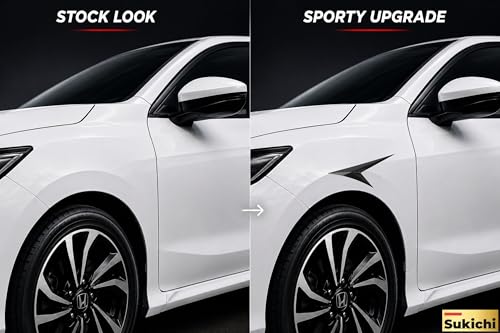 Image of SUKICHI Car Exterior Accessories Decorative Sport Styling Trim for Cars | Universal Self Adhesive ABS Exterior Enhancement | Premium Automotive Styling Panel | Black | Pack of 2 (Car Side Vent Arrow)
