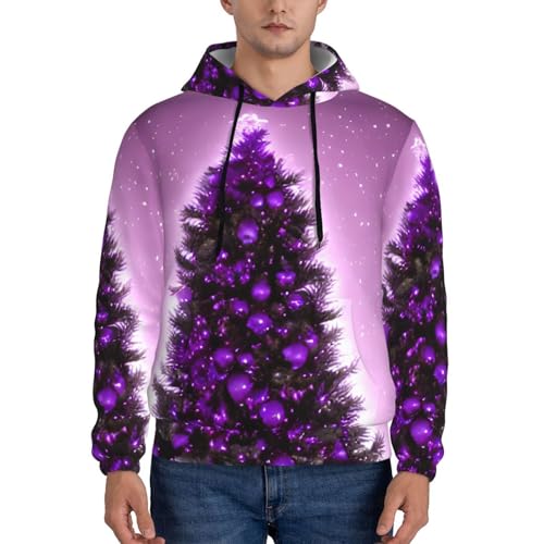 Sweat à capuche homme imprimé arbre violet polyvalent pour superposition décontractée - 2