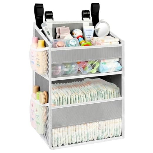 Hanging Diaper Organizer, 2 Tier Hanging Diaper Caddy, Holds 90+ Diapers