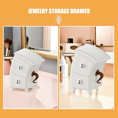 Boîte à bijoux mini tiroir blanche avec compartiments de rangement compact