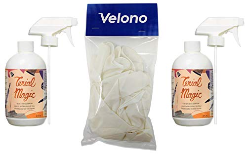 Terial Magic Fabric Spray Stabilizer Bundle, (2) 16oz Terial Magic Spray Bottles, (3) Pairs of Velono Latex Gloves