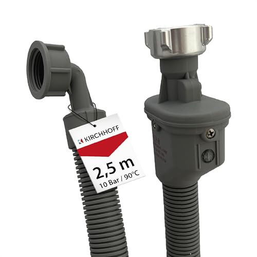 KIRCHHOFF 98657230 Waschmaschinenschlauch 2,5m, Zulaufschlauch mit 3/4 x 3/4 IG für Waschmaschine oder Spülmaschine, Wasserschlauch mit Aquastop