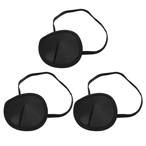 EXCEART 3 Peças de Tapa-Olho Ãšnico Tapa-Olho Elástico Preto Pano de Cetim para Crianças Adultas Amb