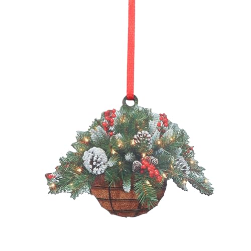Artificial Christmas Hanging Baskets Outdoor Decor With Frosted Pine Cones Berry Clusters Hanging Basket With For Porch Indoor Garden Patio Lawn