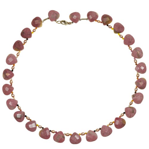 Funk-Collier Rhodonit facettiert, Flußperle, Achat, ca. 44 cm, 925oo Silber