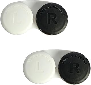 Contact Lens Case, Black and White Contacts Case,2 Pcs, Immersion Kit, Holder Container for Home, Office, Outdoor (2, Black)
