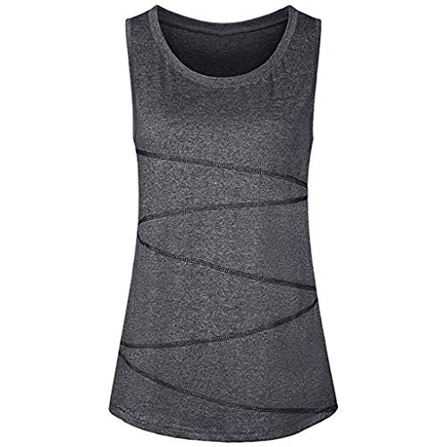 Ashui Women's Sports Vest O Neck Sleeveless Yoga Tops Activewear Running Workout Shirt Tunic Vest Tank Lightweight Breathable Sweat Shirt Deep Gray