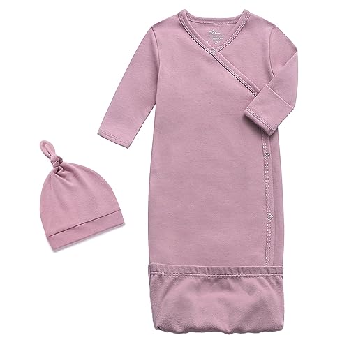 Image of O2 BABY 100% Organic Cotton Kimono Gown with Mittens & Fold-Over Pouch