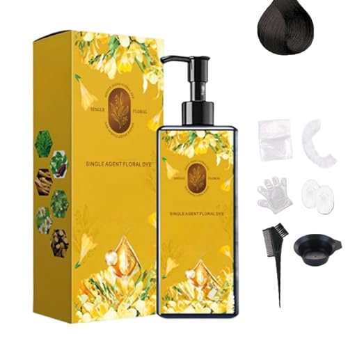Tinte Nutritivo A Base De Plantas, Champú De Color Natural Y Duradero Para Cubrir Las Canas, Fórmula Botánica Suave Para Hombres Y Mujeres (Castaño oscuro)