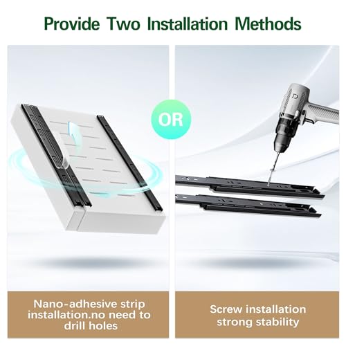 Expandable Pull Out Cabinet Organizer Adhesive,21"Deep 2Pack Slide Out Drawer for Kitchen Cabinets,Cabinet Pull Out Shelves For Kitchen Pantry Organization Adjustable Width 12.4"-20.47"White - Image 8