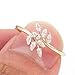 Dsnyu 14K Yellow Gold Rings for Women, Eternity Ring Smooth with Leaf Shape Moissanite Band Yellow Gold Fashion Trendy Size 8