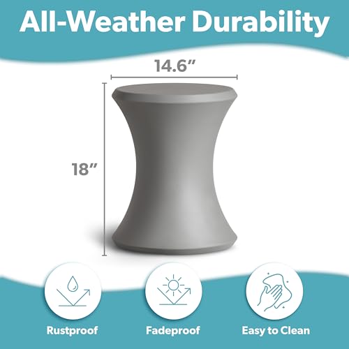 Image of Coast Modern Outdoor Side Table - Lounger Table for Inside Pool or on Patio - All-Weather Furniture for Sun Shelf Up to 15 inch - Gray