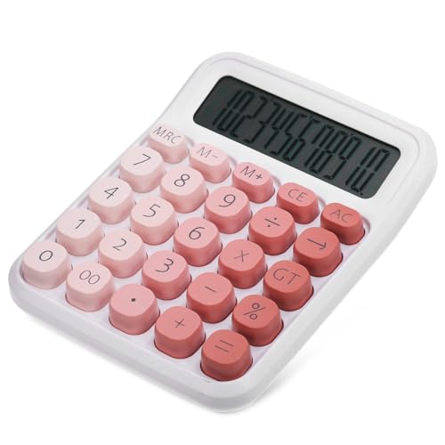 DIYEAH Cute Desktop Calculator with Large Display Digits Mechanical Buttons Non Slip Base for Students and Office Use Charming Design for Everyday Calculations