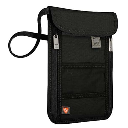 Lewis N. Clark RFID Blocking Stash Neck Wallet, Travel Pouch Passport Holder for Women & Men, Black