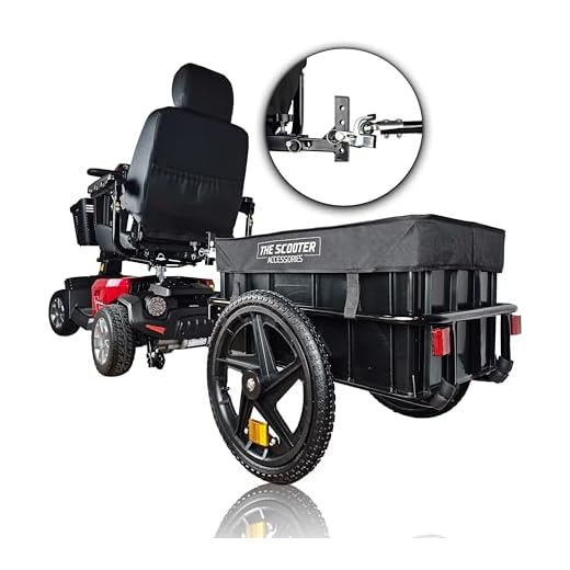 Cargo Trailer for Electric Mobility Scooter. Sturdy with Heavy Duty Large Tires and Cover. Pride, Baja, Go-Go Compatible.