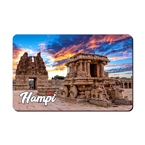 Image of Elegant Fridge Magnet with Themes |Rectangular Size Refrigerator Magnet with Magnetic Rubber Back | Pack of 1, 8.6cm X 5.4cm (Hampi)