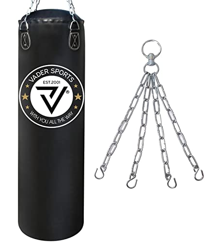 Vader Sac de frappe de 91 cm avec chaîne de suspension pour arts martiaux, MMA, kickboxing, fitness, salle de sport (vide)