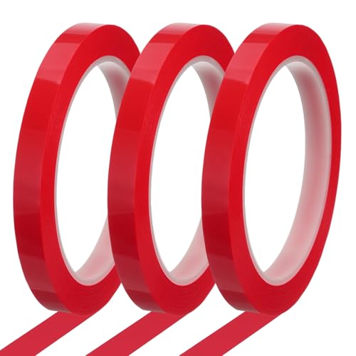 QUARKZMAN Cinta Para Pizarra Blanca 10mm x 66m Cinta Gráfica De Líneas Para Gráficos Y Marcado En Pizarras De Borrado En Seco Para Aulas Y Oficinas, Roja, Paquete De 3