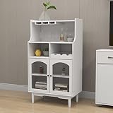 Hdxdkog Wine Cabinet Sideboard and Buffet with Storage, Living Room White Wine Cabinet with Removabl