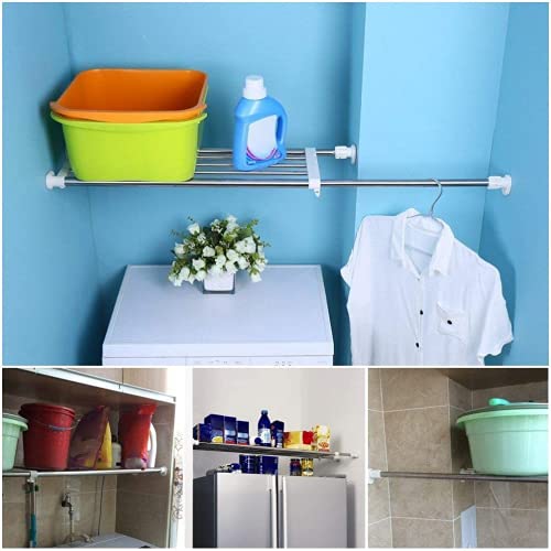 Baoyouni Tension Closet Shelf Heavy Duty Organizer Rack Stainless Steel Expandable Storage Shelves Rod Ivory, 39.76-60.04 Inch #TOP2