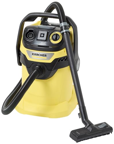 Image of Karcher Wet and Dry Vacuum Cleaner WD 5 P V-25 /5 /22, incl. Socket, Flat Filter, Patented Filter Box, Filter Cleaning Function, Non-woven Filter Bag, 1100 W, Plastic Tank: 25 l, Suction Hose: 2.2 m