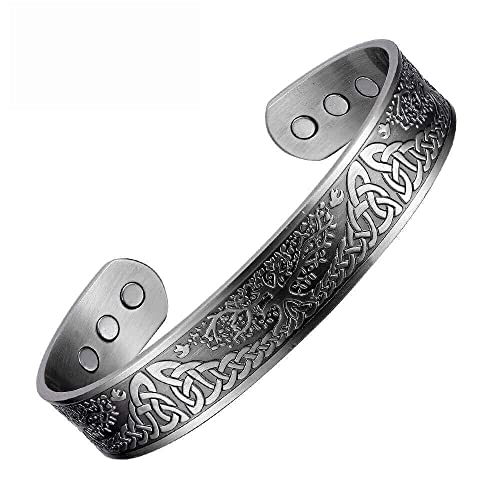 EBUTY Bracelets en cuivre pour hommes Bracelet magnétique pour hommes femmes avec aimants puissants Arbre de vie Bracelet ajustable Cover