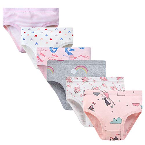 Preisvergleich Produktbild LPATTERN Baby / Kleinkind / Kinder Mädchen 6er Pack Baumwolle Unterwäsche Unterhose Höschen Schlüpfer Slips, Pegasus+ Meerjungfrau+ Streifen+ Stern+ Herz Slips, 128-134(Label:130)