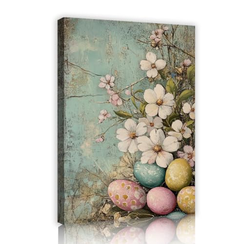 Œufs de Pâques imprimés en toile 30x45cm texture turquoise