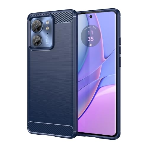 Image of NPRC Hybrid Ultra Slim Protective Case TPU Non-Slip Carbon Fiber Texture Shockproof Case Cover for Moto Edge 40 - Blue
