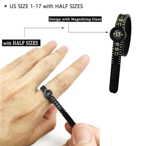Image of Ring Mandrel Sizer Kit, Ring Making and Repair Tools with Ring Sizer, Jewelry Hammer, Jump Rings, Chains and Polishing Cloth for Jewelry Making and Ring Sizing (11-Ring Size Shaper Tool)
