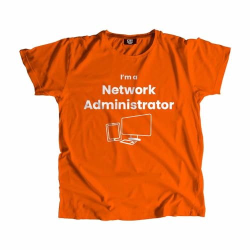 T-shirt Network Administrator orange unisexe en coton doux
