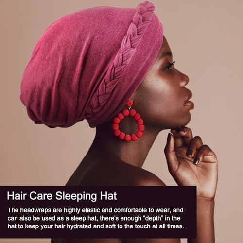 Image of DRESHOW Turban Pre-Tied Twisted Hat Thread African Head Wraps for Black Women Chemo Cancer Cap Braid Hair Cover