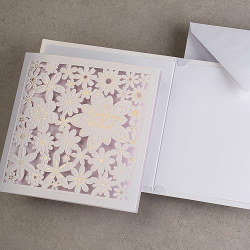 Invitations mariage 135x135mm avec inserts et enveloppes